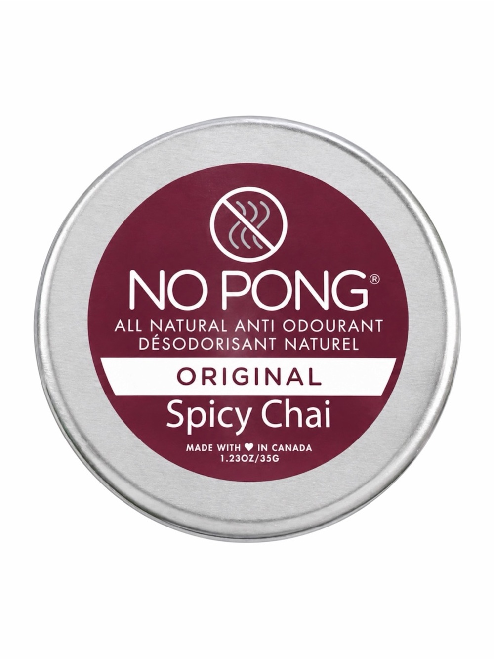 NO PONG ORIGINAL ALL NATURAL DEODORANT IN SPICY CHAI 35G - BRAND NEW